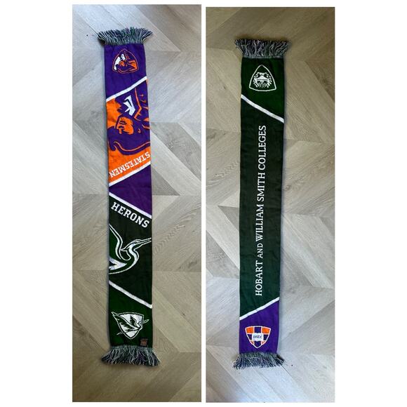 Sports Scarf Hobart William Smith Colleges Statesman Herons NCAA Fringe - Picture 1 of 8